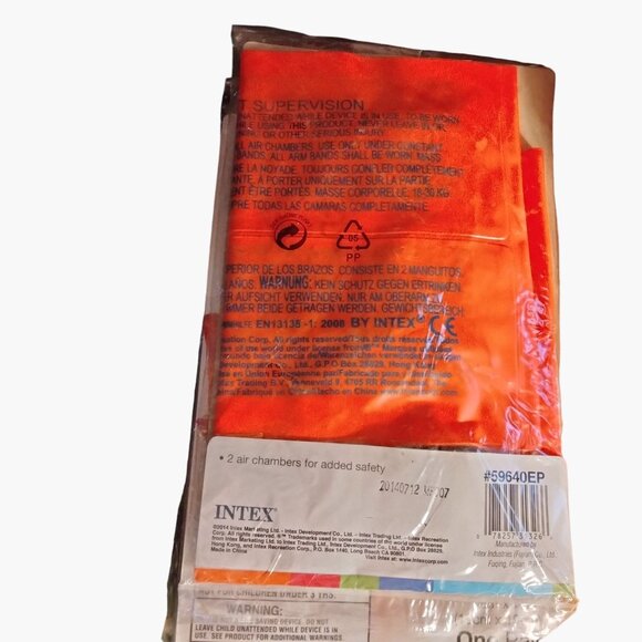 Intex Swimming Arm Bands Orange Vinyl Inflatable - Picture 3 of 9